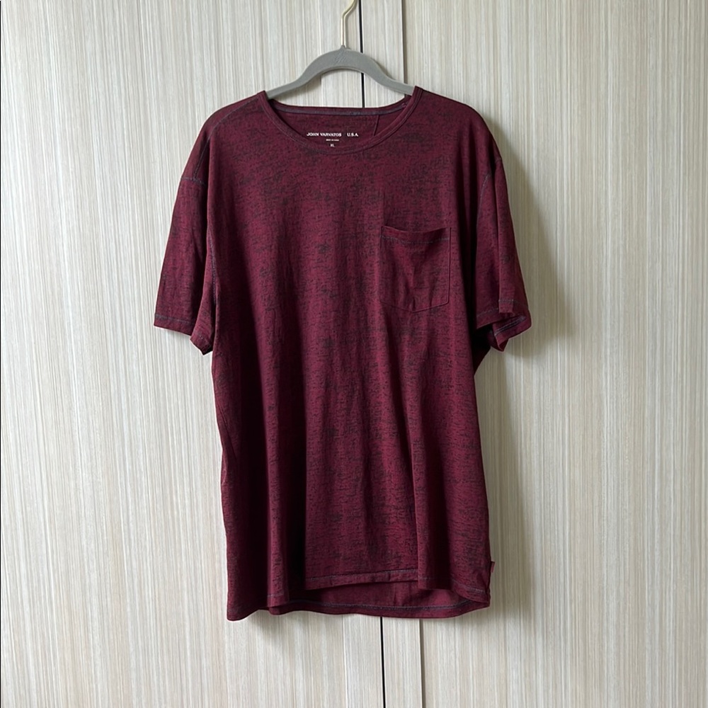 John Varvatos MenS  Burgundy/blk Short Sleeve Tee XL